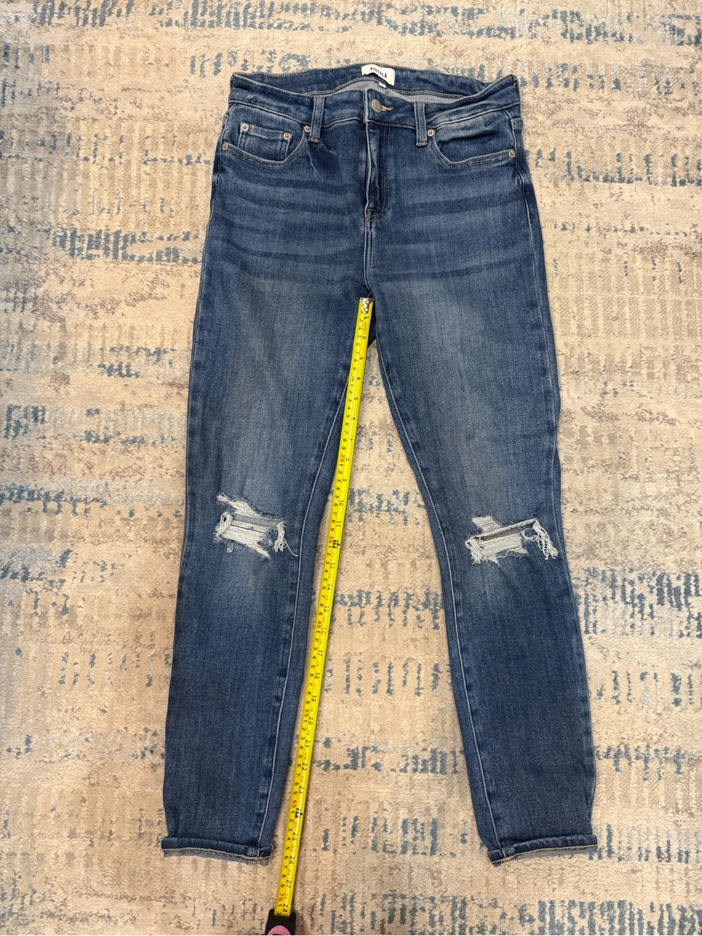 pistola Dark Blue Ripped Ankle Skinny Jeans